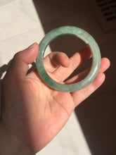 Load image into Gallery viewer, 57.2mm certified Type A 100% Natural icy watery dark green gray Jadeite Jade bangle PC15-0368