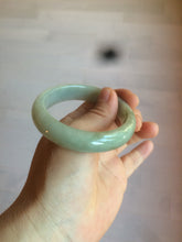 Load image into Gallery viewer, 52.5 mm Certified Type A 100% Natural light green/gray Jadeite Jade oval bangle AZ70-0363
