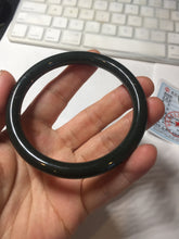 Load image into Gallery viewer, 60.5mm 100% Natural dark green/black meteorite Stellar Night sky slim round cut nephrite bangle HT117-0757