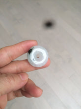 Load image into Gallery viewer, 26.2/5.5mm 100% Natural icy watery green/white with green floating flowers jadeite Jade Safety Guardian Button(donut) Pendant/worry stone BF47