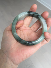 Load image into Gallery viewer, 60.3mm certified type A 100% Natural green/black Jadeite Jade bangle BM42-8565