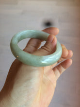 Load image into Gallery viewer, 52.5 mm Certified Type A 100% Natural light green/gray Jadeite Jade oval bangle AZ70-0363