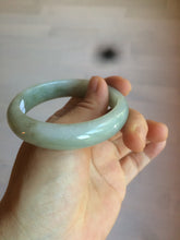 Load image into Gallery viewer, 52.5 mm Certified Type A 100% Natural light green/gray Jadeite Jade oval bangle AZ70-0363