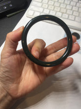 Load image into Gallery viewer, 60.5mm 100% Natural dark green/black meteorite Stellar Night sky slim round cut nephrite bangle HT117-0757