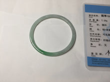 Load image into Gallery viewer, 50.5mm certified 100% natural Type A sunny green/white thin flat jadeite jade bangle BG219-8578