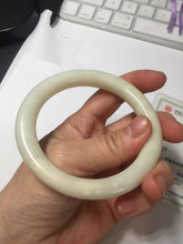 Load image into Gallery viewer, 58.5mm Certified 100% Natural white beige round cut nephrite Jade bangle HHE103-0942