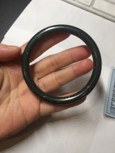 Load image into Gallery viewer, 60.8mm 100% Natural dark green/black meteorite Stellar Night sky slim round cut nephrite bangle HT118-0759