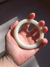 Load image into Gallery viewer, 58.5mm Certified 100% Natural white beige round cut nephrite Jade bangle HHE103-0942