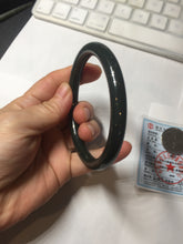 Load image into Gallery viewer, 60.8mm 100% Natural dark green/black meteorite Stellar Night sky slim round cut nephrite bangle HT118-0759