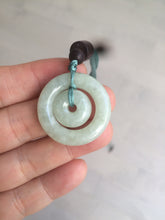 Load image into Gallery viewer, 27.9mm Type A 100% Natural light green Jadeite Jade concentric circle safety Guardian ring Pendant (子母扣,同心环) S71