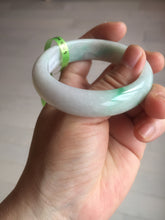 Load image into Gallery viewer, 50mm 100% natural Type A sunny green/purple oval jadeite jade bangle E51-1084