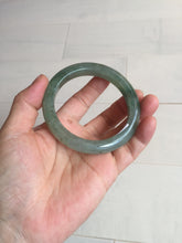 Load image into Gallery viewer, 57.2mm certified Type A 100% Natural icy watery dark green gray Jadeite Jade bangle PC15-0368