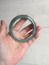 Load image into Gallery viewer, 57.2mm certified Type A 100% Natural icy watery dark green gray Jadeite Jade bangle PC15-0368