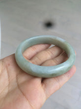 Load image into Gallery viewer, 52.5 mm Certified Type A 100% Natural light green/gray Jadeite Jade oval bangle AZ70-0363