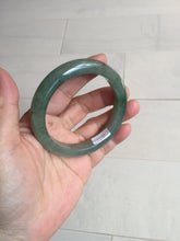 Load image into Gallery viewer, 57.2mm certified Type A 100% Natural icy watery dark green gray Jadeite Jade bangle PC15-0368