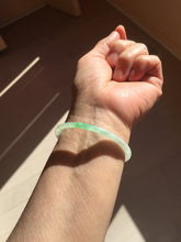 Load image into Gallery viewer, 50.5mm certified 100% natural Type A sunny green/white thin flat jadeite jade bangle BG219-8578