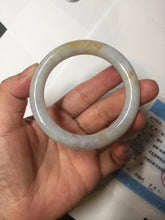 Load image into Gallery viewer, 50.2mm Certified Type A 100% Natural light green yellow purple round cut Jadeite Jade bangle BQ49-8191