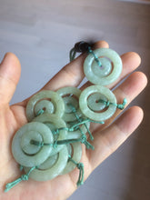 Load image into Gallery viewer, 27.9mm Type A 100% Natural light green Jadeite Jade concentric circle safety Guardian ring Pendant (子母扣,同心环) S71