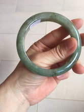 Load image into Gallery viewer, 57.2mm certified Type A 100% Natural icy watery dark green gray Jadeite Jade bangle PC14-0371