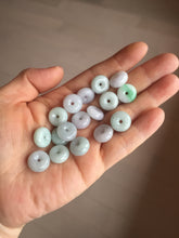 Load image into Gallery viewer, 12.5mm Type A 100% Natural sunny green white purple Jadeite Safety Guardian Button donuts pendant PH60 Add on item