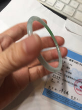 Load image into Gallery viewer, 50.5mm certified 100% natural Type A sunny green/white thin flat jadeite jade bangle BG219-8578