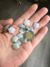 Load image into Gallery viewer, 12-13mm 100% Natural type A icy light green white purple 3D Jadeite Jade star pendant group BP3