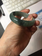 Load image into Gallery viewer, 51.5mm Certified Type A 100% Natural Oily Dark Green Gray Black with Flying Snow Oval Jadeite Jade Bangle PC207-7685