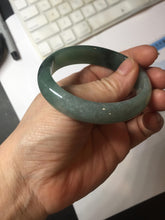 Load image into Gallery viewer, 51.5mm Certified Type A 100% Natural Oily Dark Green Gray Black with Flying Snow Oval Jadeite Jade Bangle PC207-7685