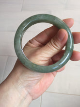Load image into Gallery viewer, 57.2mm certified Type A 100% Natural icy watery dark green gray Jadeite Jade bangle PC14-0371