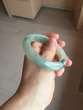 Load image into Gallery viewer, 55.5mm certified type A 100% Natural icy watery light green with dark green flowers jadeite jade bangle PH59-1059