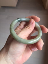 Load image into Gallery viewer, 54mm Certified Type A 100% Natural dark green gray round cut Jadeite bangle AU45-0896