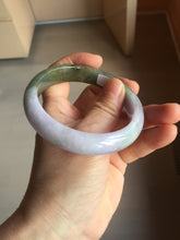 Load image into Gallery viewer, 58.4mm Certified type A 100% Natural half oily dark green gray black(老油青) half purple(half mountain half water, 半山半水) Jadeite bangle PF31-4756
