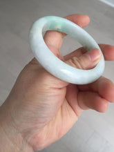 Load image into Gallery viewer, 53.5mm certified 100% natural Type A sunny green/white jadeite jade bangle BM41-8047