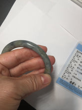 Load image into Gallery viewer, 51mm Certified 100% Natural Green/ black/gray sesame paste 芝麻糊 青花 round cut nephrite Jade bangle HHE104-5567