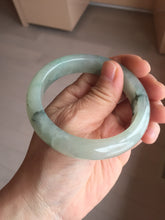 Load image into Gallery viewer, 55.5mm certified type A 100% Natural icy watery light green with dark green flowers jadeite jade bangle PH59-1059