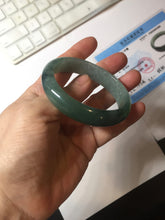 Load image into Gallery viewer, 51.5mm Certified Type A 100% Natural Oily Dark Green Gray Black with Flying Snow Oval Jadeite Jade Bangle PC207-7685