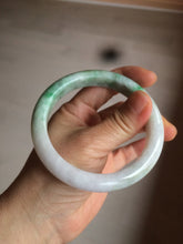 Load image into Gallery viewer, 59.7mm Certified 100% natural type A sunny green white/light purple jadeite jade bangle Z137-5420