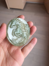 Load image into Gallery viewer, 100% Natural type A green jadeite Jade horse pendant worry stone AA28