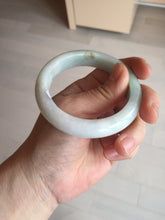 Load image into Gallery viewer, 53.5mm certified 100% natural Type A sunny green/white jadeite jade bangle BM41-8047