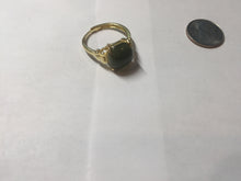 Load image into Gallery viewer, 100% Natural green gray black nephrite cabochon Jade ring (adjustable size) HE111