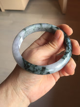 Load image into Gallery viewer, 60.2mm Certified Type A 100% Natural dark green/purple/gray Snowy Pine Mountain Jadeite Jade bangle PF30-(1208)