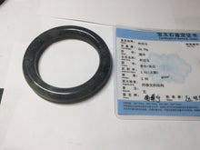 Load image into Gallery viewer, Sale! 100% Natural Certified 56 mm black/white (籽料青花) seed material round cut nephrite Jade bangle HHE105-5500