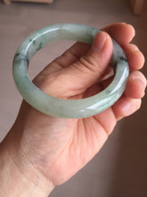 Load image into Gallery viewer, 55.2mm certified type A 100% Natural icy watery light green with dark green flowers jadeite jade bangle PH58-1057