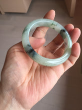 Load image into Gallery viewer, 55.2mm certified type A 100% Natural icy watery light green with dark green flowers jadeite jade bangle PH58-1057