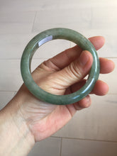 Load image into Gallery viewer, 57.2mm certified Type A 100% Natural icy watery dark green gray Jadeite Jade bangle PC14-0371