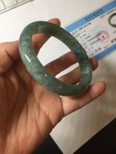 Load image into Gallery viewer, 61.2mm certified type A 100% Natural oily dark green gray black with flying snow Jadeite jade bangle PC208-7672