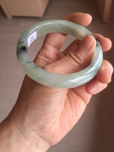 Load image into Gallery viewer, 55.2mm certified type A 100% Natural icy watery light green with dark green flowers jadeite jade bangle PH58-1057