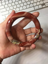 Load image into Gallery viewer, 58.3mm 100% natural red jasper stone(红碧玉,鸡血石) round cut bangle SY117