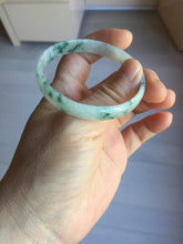 Load image into Gallery viewer, 51mm Certified Type A 100% Natural icy watery light green with green floating flowers thin Jadeite Jade bangle PJ56-1886