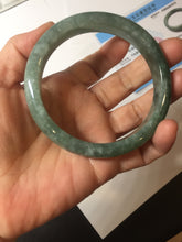 Load image into Gallery viewer, 61.2mm certified type A 100% Natural oily dark green gray black with flying snow Jadeite jade bangle PC208-7672
